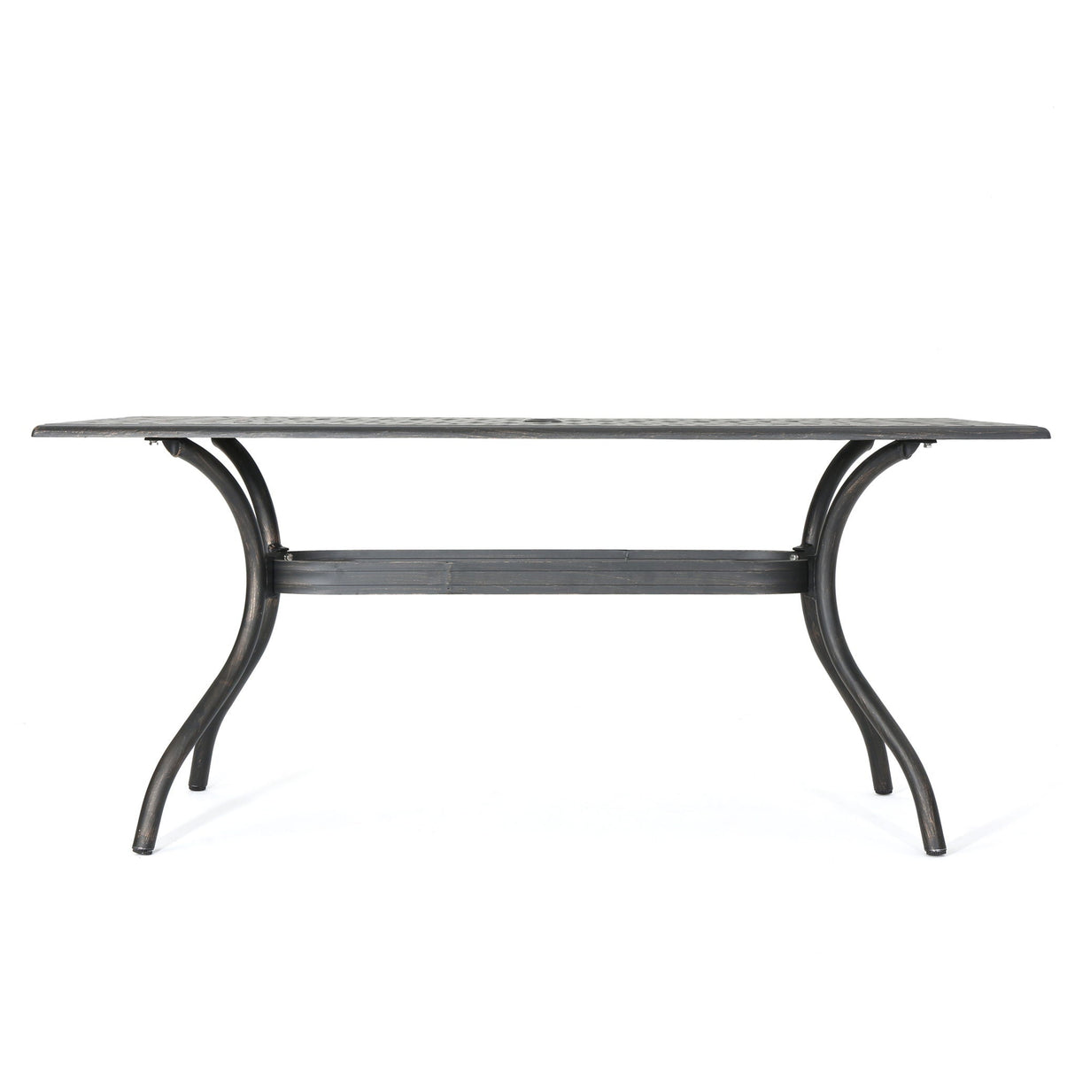 Enchantia Outdoor Rectangular Dining Table with Weave Tabletop and Flared Legs - Copper