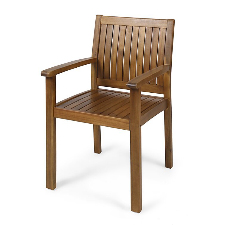 7 Pieces Acacia Wood Outdoor Dining Set with 6 Chairs and Large Table