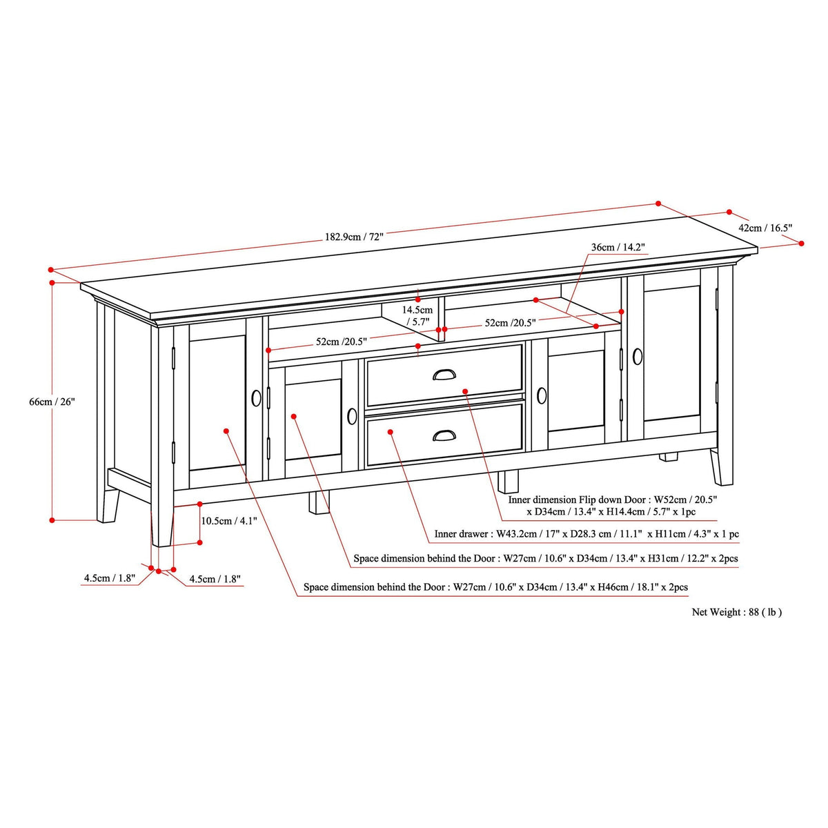 Redmond - TV Media Stand - Rustic Natural Aged Brown