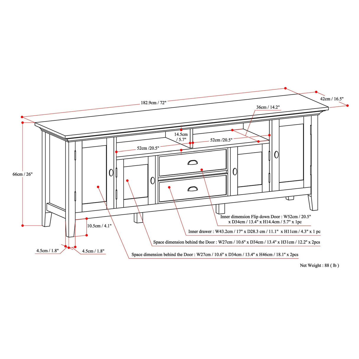Redmond - TV Media Stand - Hickory Brown