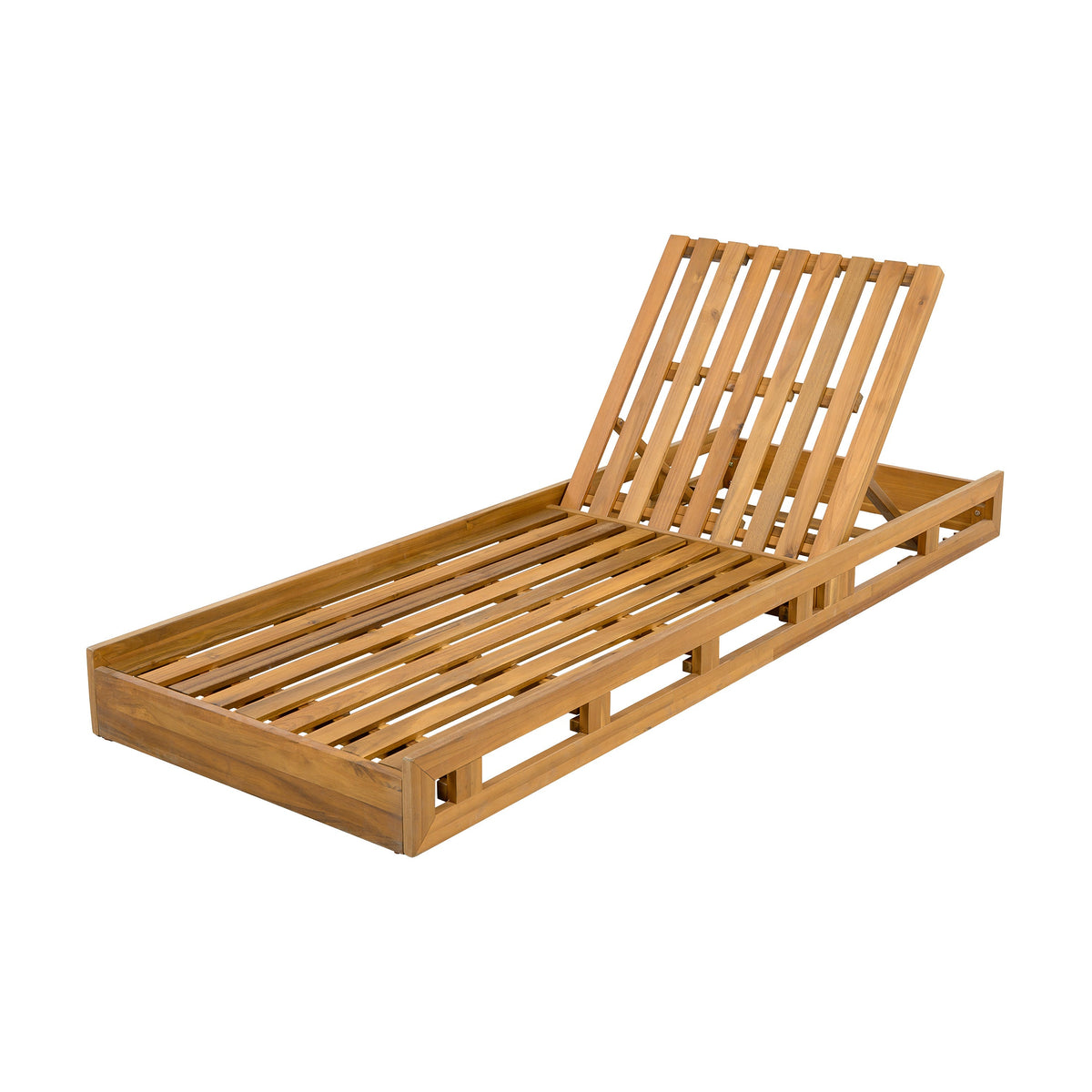 Acacia Wood Adjustable Lounge Chair with Teak Finish