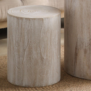 Set of 3, Rounded Wood Coffee Tables, End Tables, Plant Stands,Decorative Accent Pieces - Whitewashed Wood Finish