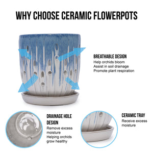 Set of 2 Ceramic Flowerpots with Drainage Hole