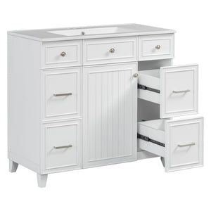 Bathroom Vanity With Ceramic Sink, Soft Close Doors, Adjustable Shelves