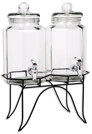 Elegant Dual Beverage Dispenser On Stand