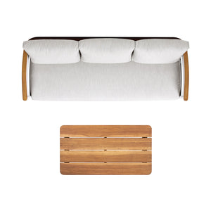 Rhodes 2pc Teak & Aluminum Outdoor Sofa and Coffee Table Set