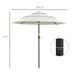 9ft 3 tiers patio umbrella outdoor market umbrella with crank, push button tilt for deck, backyard and lawn, beige