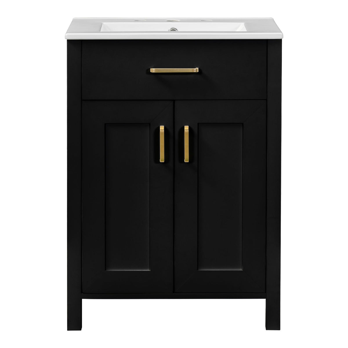 Bathroom Vanity Combo With Ceramic Sink, Luxurious Space-Saving Vanity, 2 Soft Close Doors