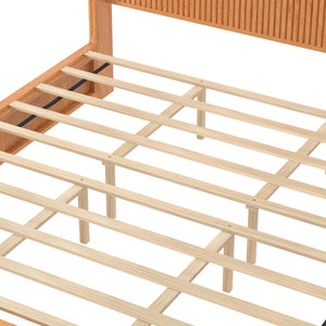 Solid Wood Platform Bed Frame with Headboard, King Size