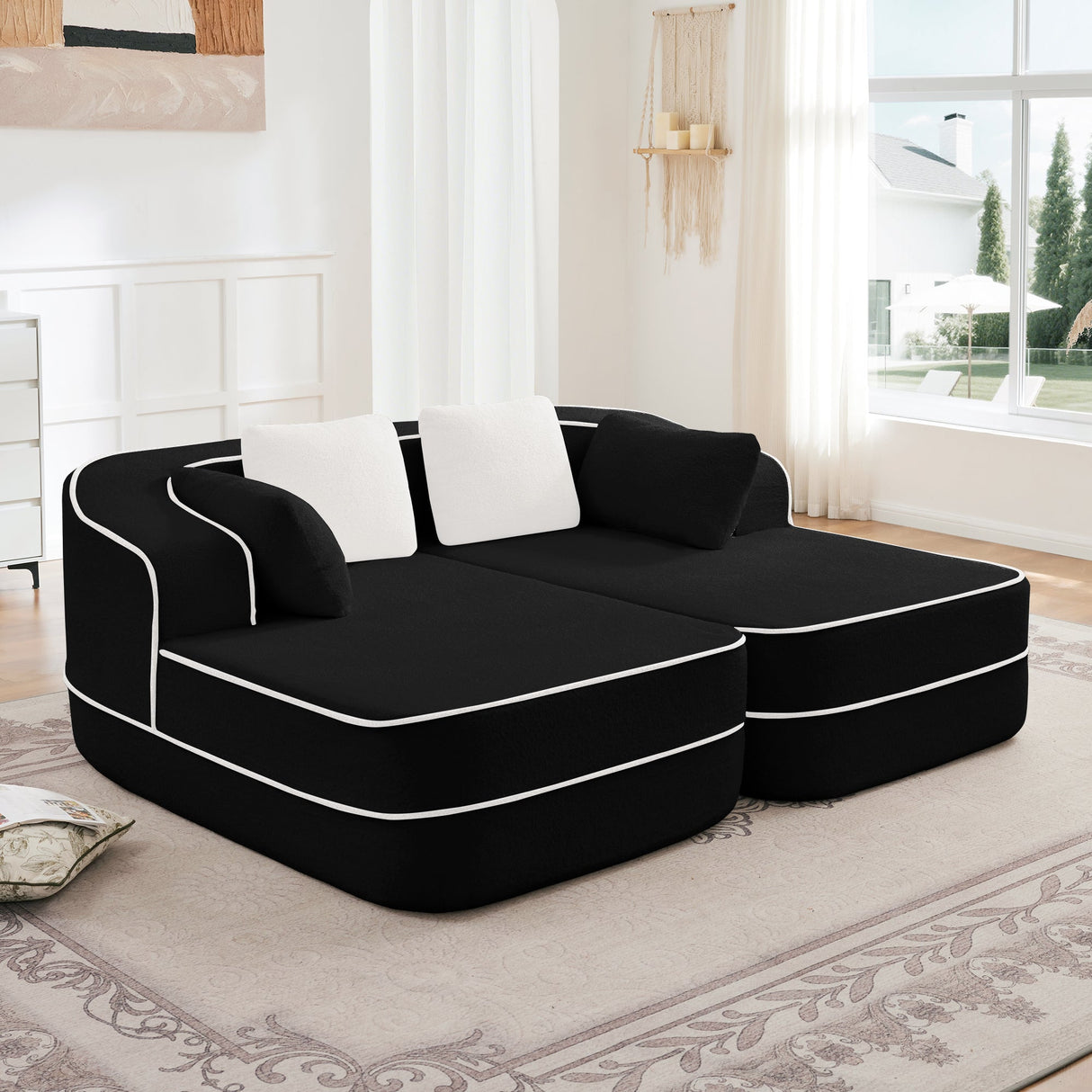 77.2" Teddy Fabric Modular Sofa