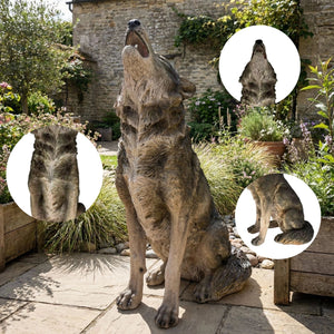 29.72' H x 17.91' L Simulated Howling Wolf Garden Statue