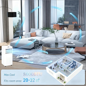 4-in-1 Versatile Mobile Air Conditioner with LED Display - Black & White