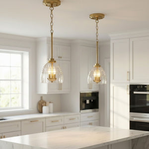 Ember - 3 Candle Lights Chain Pendant - Clear / Gold