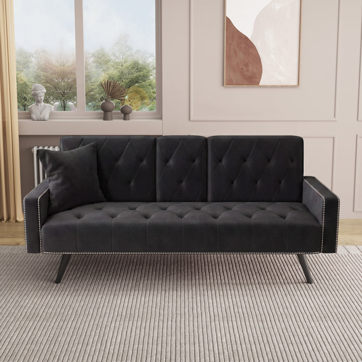 1730 Sofa Bed Armrest with Nail Head Trim