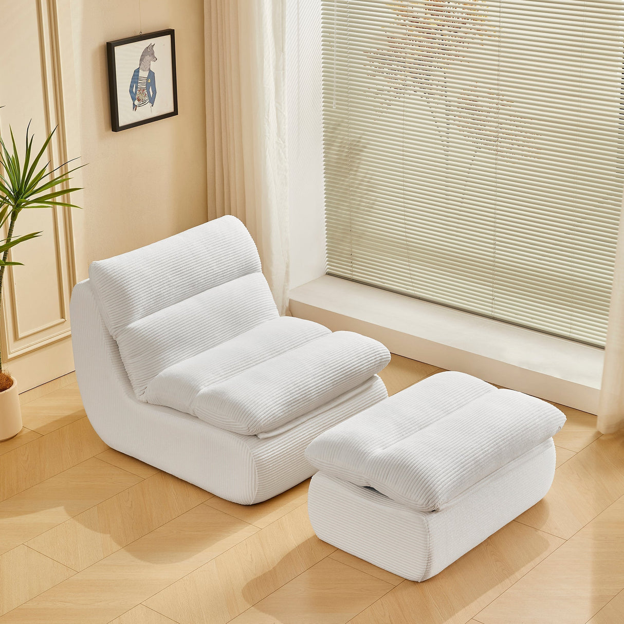 Modern Compressed Lounge Chair with Ottoman