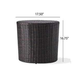 Kingstown RD Barrel Side Table, Outdoor Wicker End Table