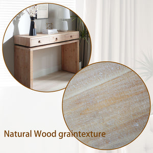 Rustic Wood Console Table with Three Drawers - Natural Finish