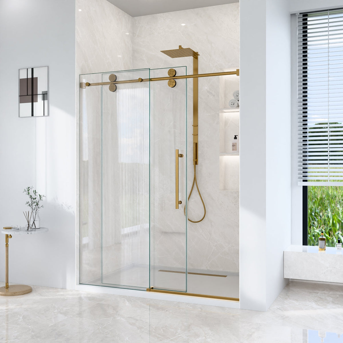 56"-60"W x 72"H Frameless Single Sliding Shower Door