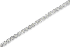 .925 Sterling Silver 1.0 Cttw Diamond Miracle-Set Square Milgrain 7" Link Tennis Bracelet (I-J Color, I3 Clarity)