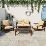 4-Piece Outdoor Sofa Set with Cushions and Coffee Table