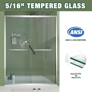 Aluminum Frame Double Sliding Shower Door (56-60"x70")