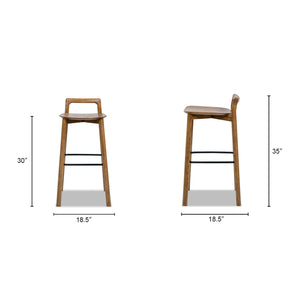 Modern Minimalist Low Back Barstool with Iron Footrest - Walnut