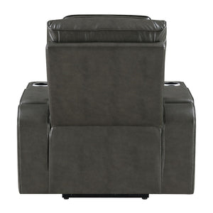 Taddeo - Power Motion Recliner With Power Headrest, USB, Wireless Charger & LED - Dark Gray