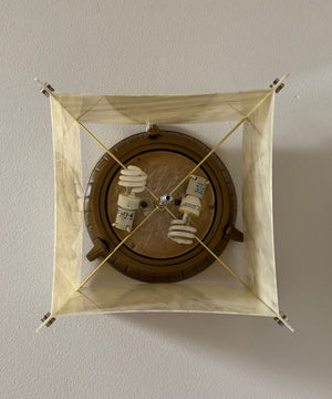 Pop Steady Flush Mount Conversion Kit 16"w Faux Marbled Alabaster Shade