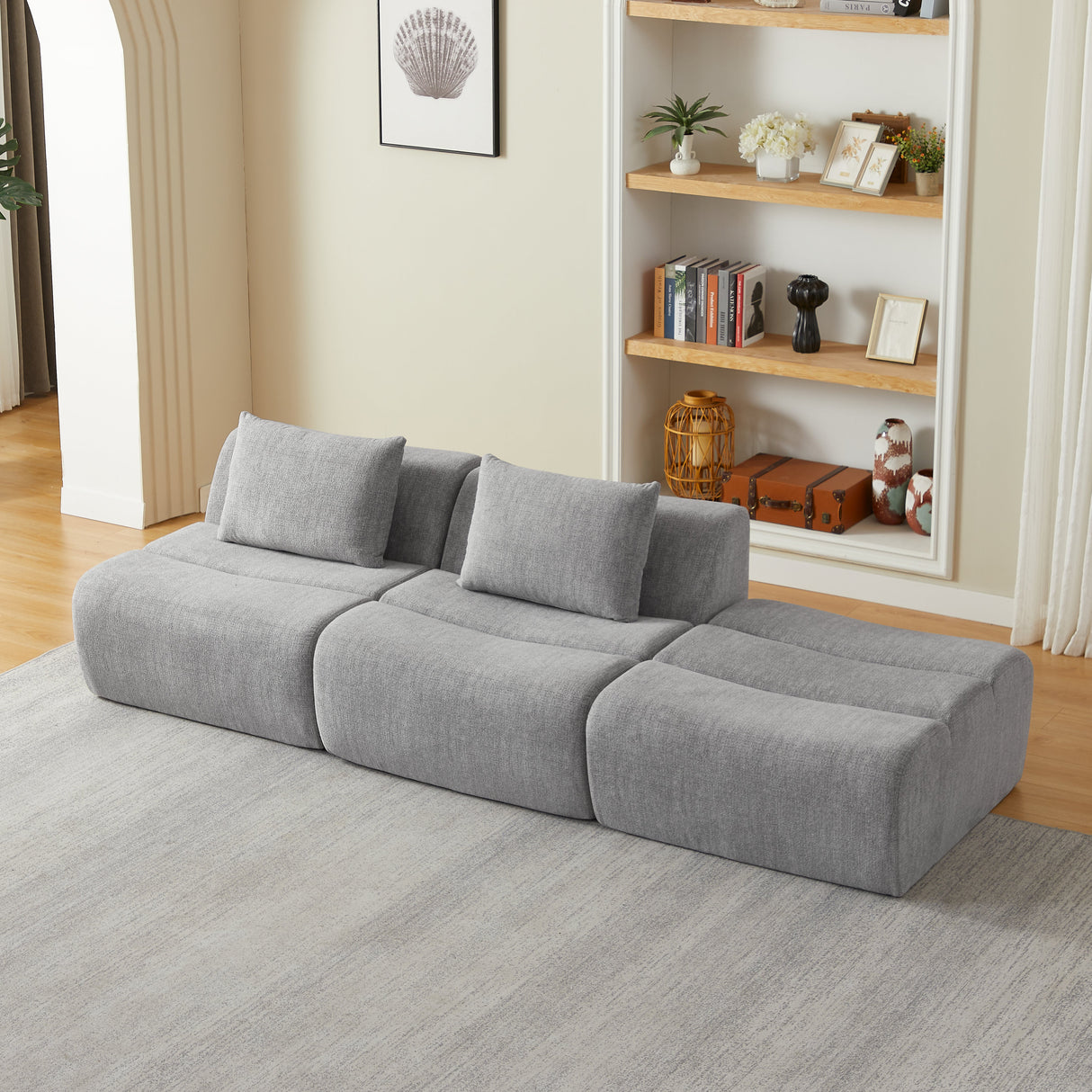 Oversized 3 Seater Compressed Sofa with Chenille Fabric