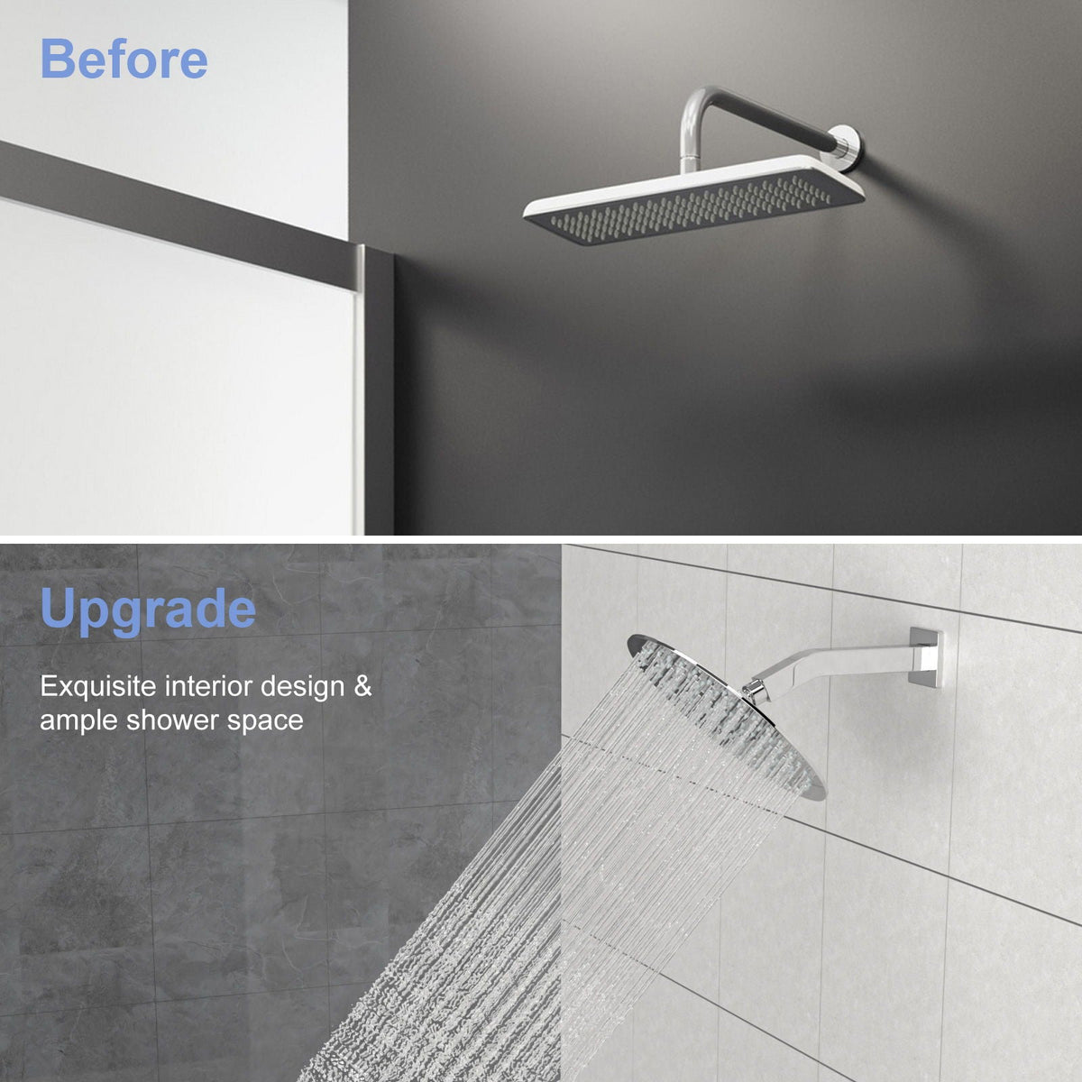 Elegant 6" Shower Arm With Flange, Stainless Steel Construction For Rain Shower Heads