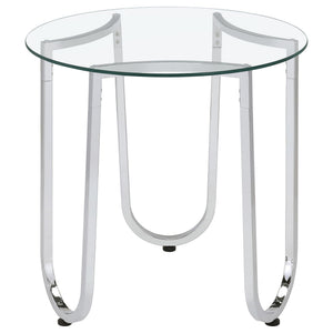 Beller 2-piece Round Tempered Glass Top Coffee Table Set Chrome