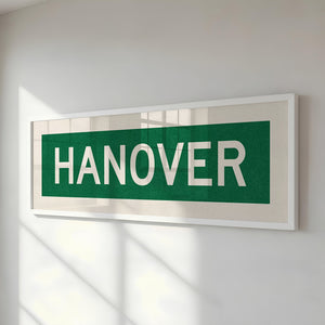 Framed Hanover Green and White Bus Scroll