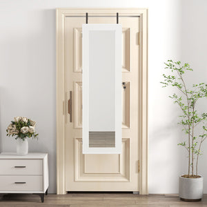 Jewelry Armoire Organizer With Full Length Mirror, Wall Mounted Lockable Cabinet With LED Light