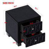 Elegant Velvet Nightstand with 2 Drawers and Crystal Handles