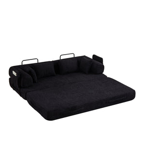 Convertible Sleeper Sofa Bed With Cylindrical Pillow