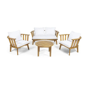 Patio Furniture Set: Outdoor Acacia Wood Patio Club Chair with Table