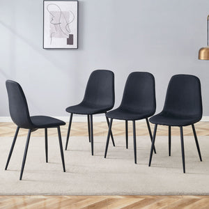 Modern Medieval Style Cushioned Side Chairs Set With Metal Legs For Kitchens