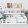 Full Floor Bed with Side Bookcase, Shelves, Guardrails