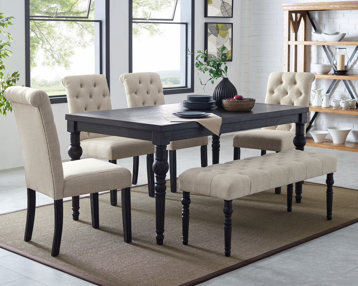 Woodland Driftwood-Finished Dining Set with Upholstered Seating