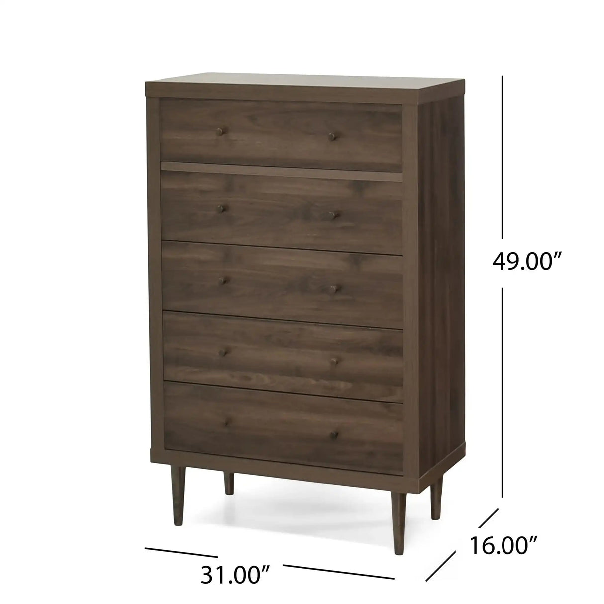 Nystrom - Mid Century Modern 5 Drawer Dresse