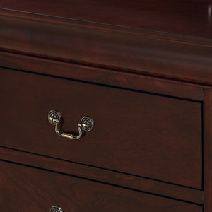 Contemporary Louis Philip Cherry Chest With Five Drawers Solid Wood Ample Storage - Cherry