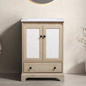 Bathroom Vanity With Basin, 1 Drawer Free Standing Storage - Brown