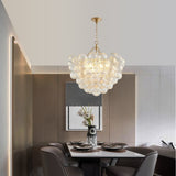 23.6-Inch Gold Pendant Light Chandelier with Threaded Clear Glass Globe Shade