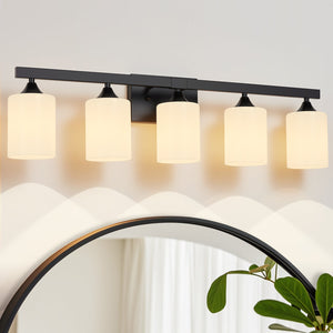 5-Light Matte Black Bathroom Lighting