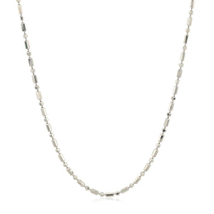 14k White Gold Diamond-Cut Alternating Bead Chain 1.5mm