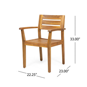 7-Piece Acacia Wood Outdoor Dining Set with Weather-Resistant Finish - Teak