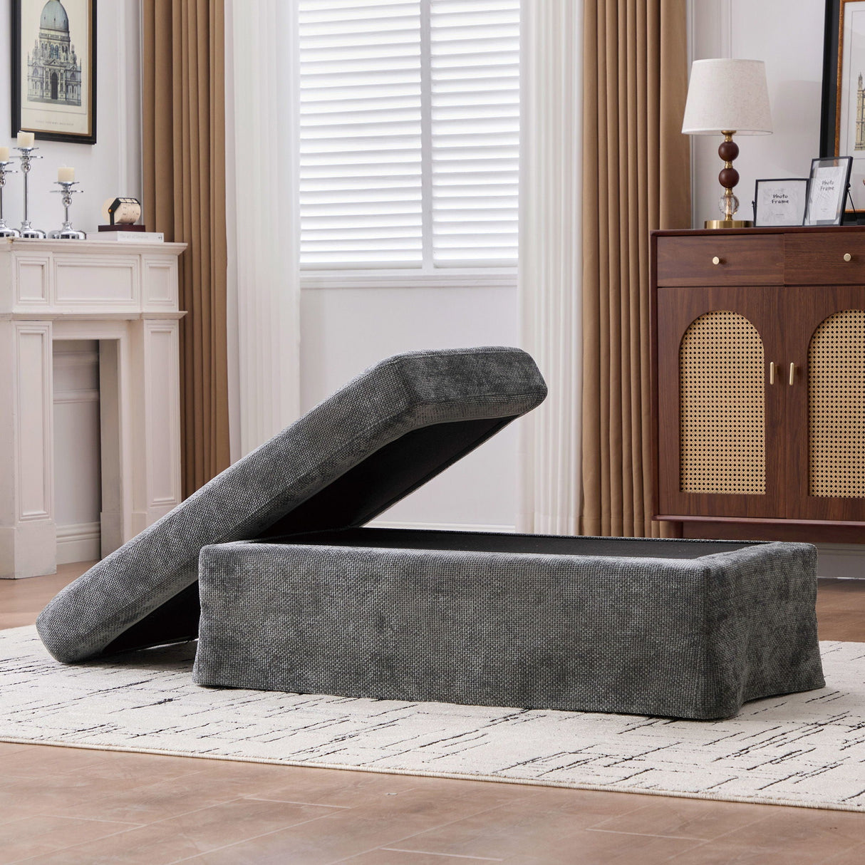 Ottoman Foot Stool With Metal Legs