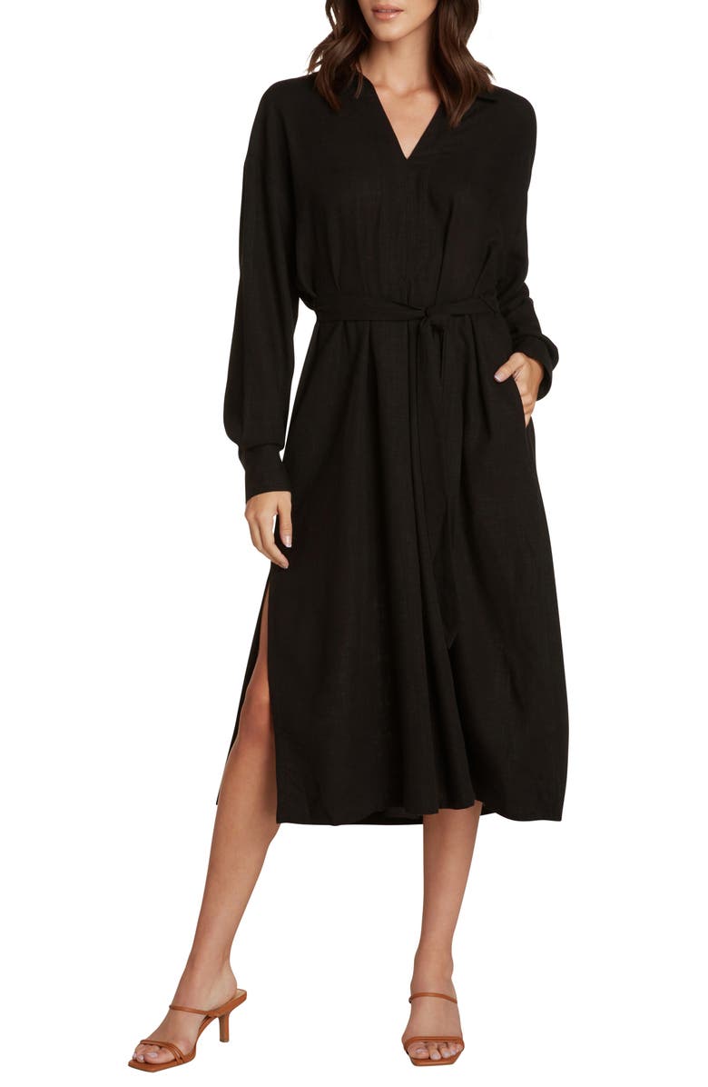 Willow Nadine Women's Black Long Sleeve Midi Shirtdress Size Medium