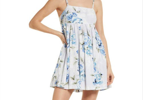Willow Rubi Powder Blue Babydoll Minidress, Size Large