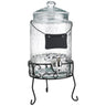Hammered Glass Beverage Dispenser With Custom Chalkboard Label On Stand